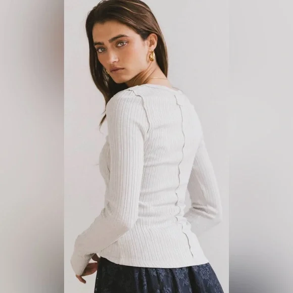 NWT Bohme Emmilianne Ribbed Top grey size xs - Picture 3 of 13